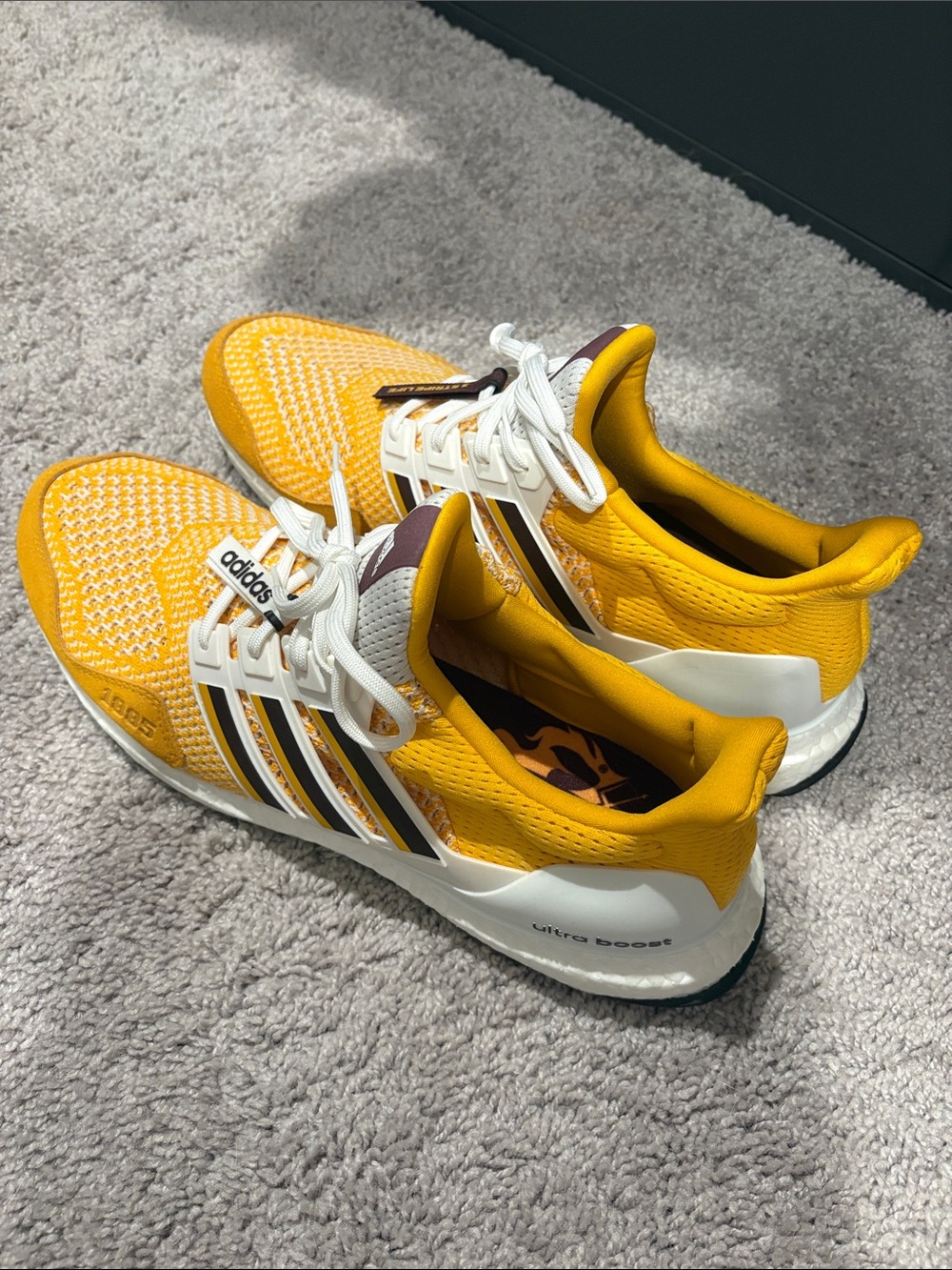 adidas Yellow Ultra Boost Running Shoes - Arizona State - Mint no box
